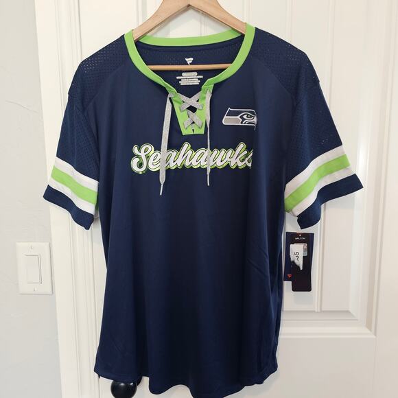 NFL Seattle Seahawks Jersey Women Sz 2XL Wilson 3 Blue Lace Up Football Game Day - Picture 1 of 9